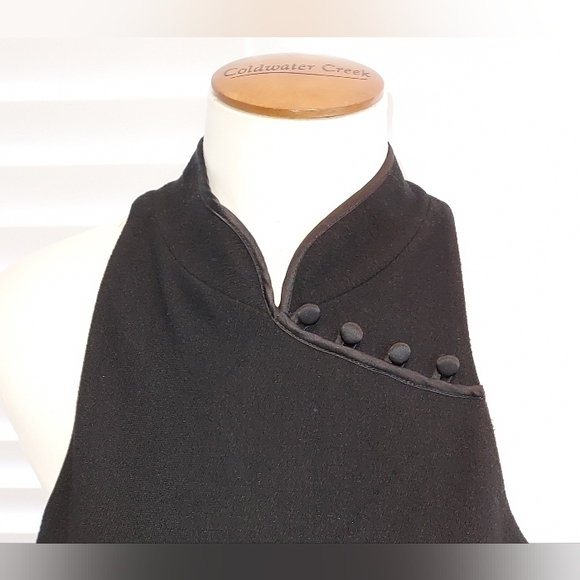 Josie Natori Black Sheath Sleeveless Crepe Cheongsam Dress NWT - Picture 2 of 7